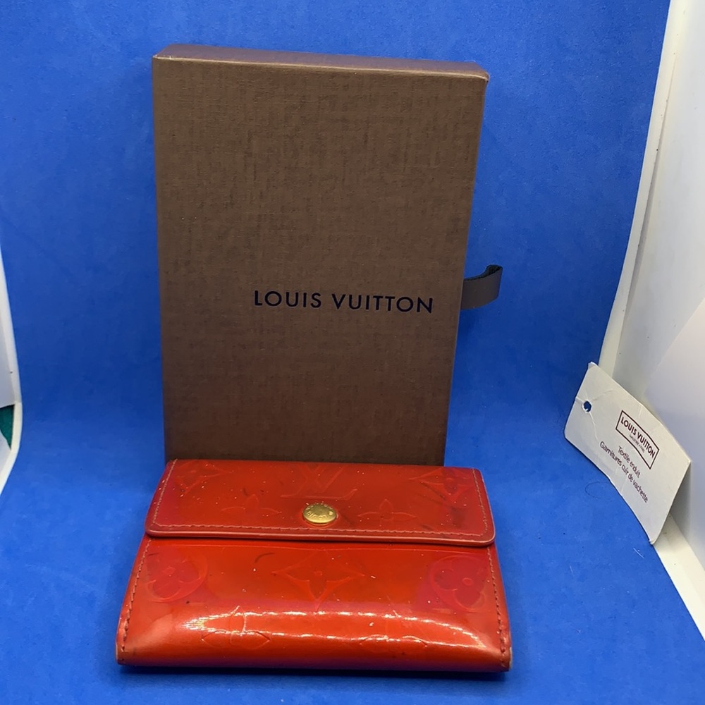 LOUIS VUITTON Vernice Sarah compact orange (ish) red color wallet vintage - Picture 4 of 12